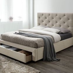 Brand New Beige Queen Size Storage Bed Frame