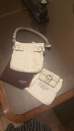 Vintage White Coach Purse And Matching Wallet