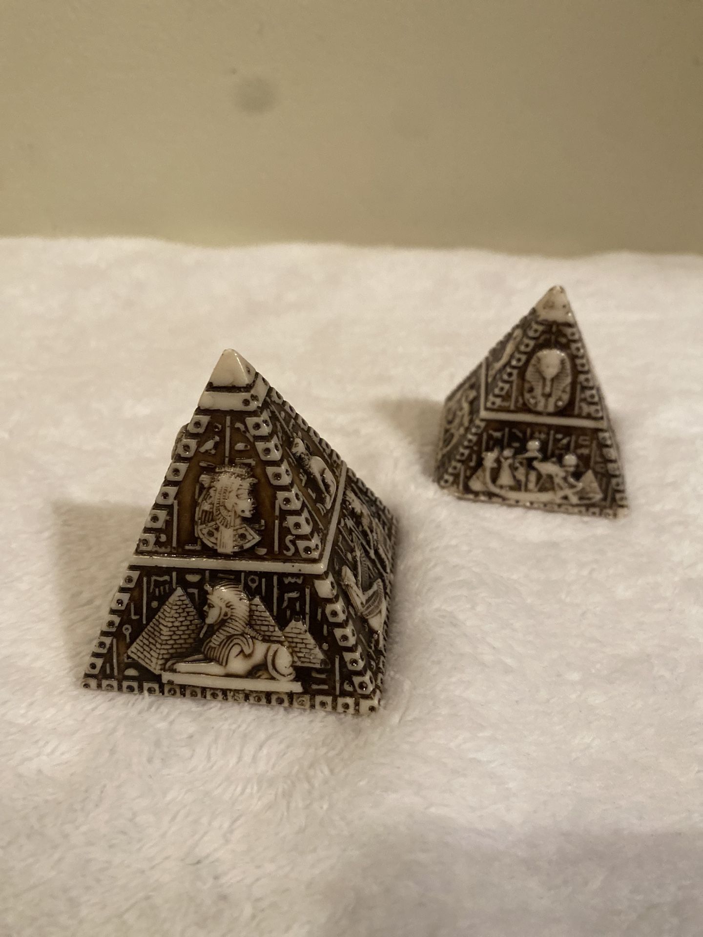 Set of 2 Stone Pyramid Statue.