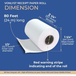 Receipt Paper for Clover Mini and Clover Mobile Thermal Printer (5pcs)