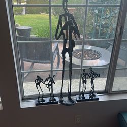 Modern Metal Musician Statues / Abstract Jazz Band Sculptures – Set of 5