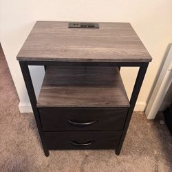 Nightstand with Charging Station & 2 Drawers
