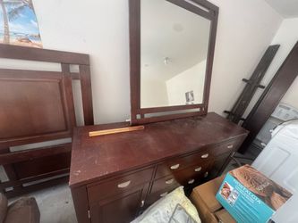 Wooden Dresser + Mirror