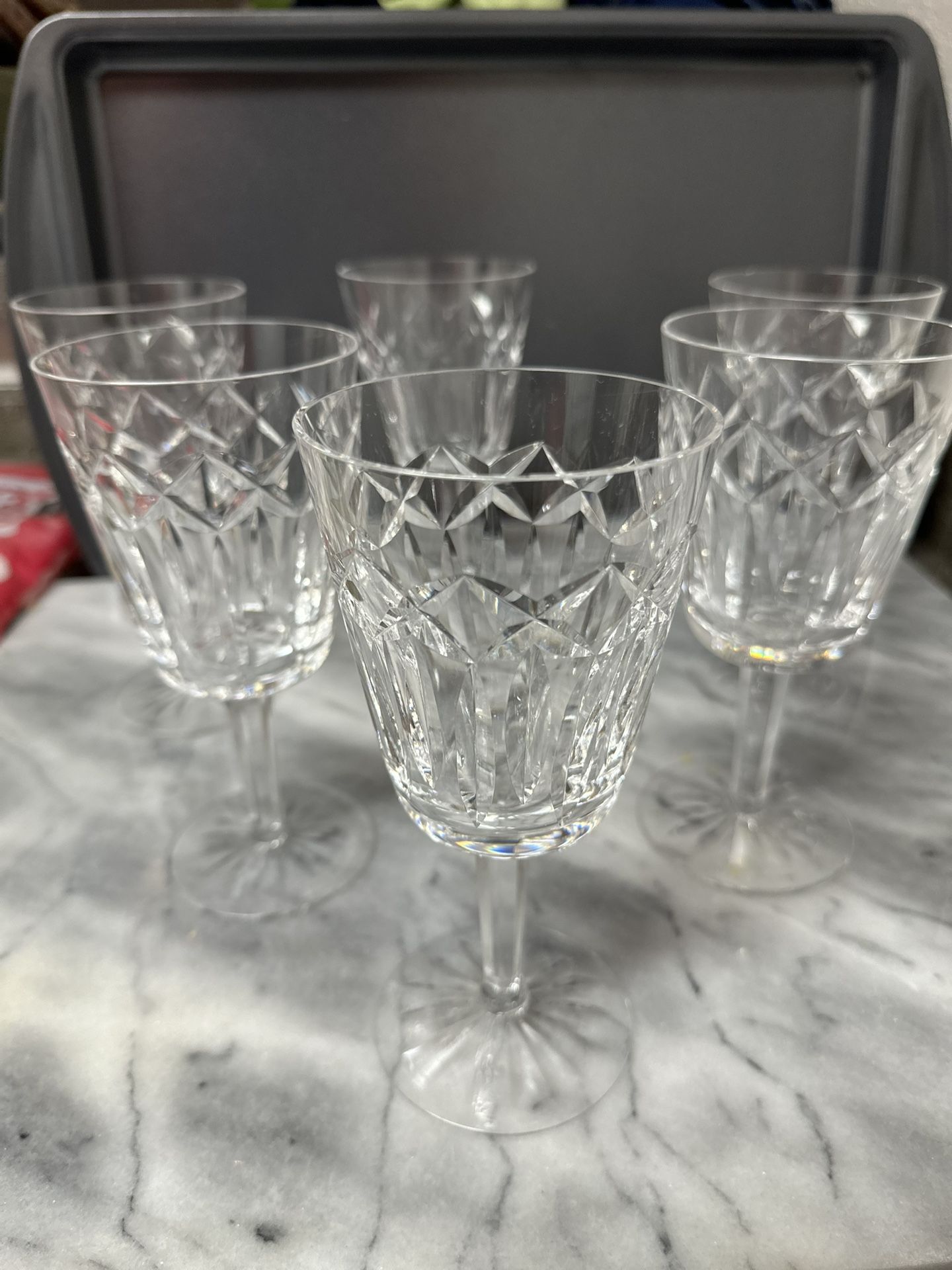 Six Waterford Water Goblet Patrick Style Crystal Glasses
