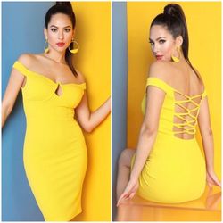 Sexy back dress ( available in yellow, orange and blue)