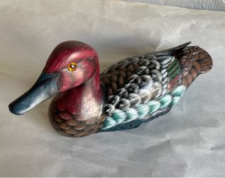 Vintage Hand-Carved and Hand-Painted Wooden Duck Figurine