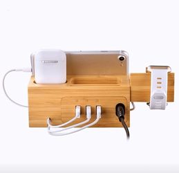 Wooden Charger stand for iPhone X XS Max 7 6S AirPods Apple Watch usb dock android Christmas gift