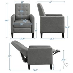 Fabric Recliner Chair Mid-Century Modern Recliner Adjustable Single Recliner Sofa 614651