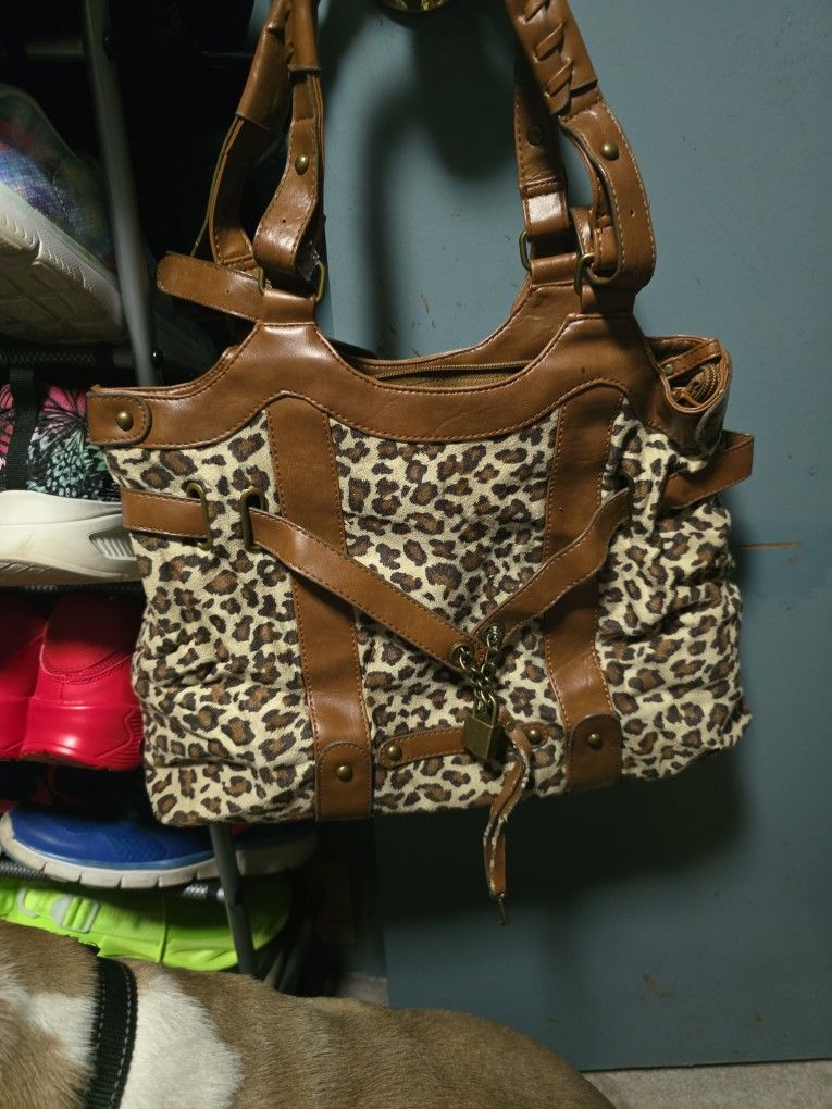 Leopard Print Large Shoulder Bag