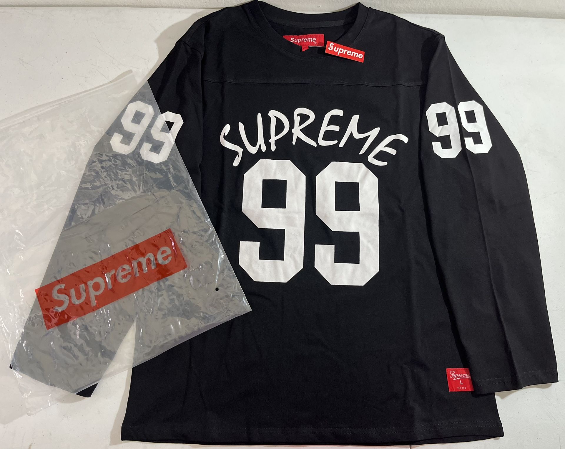 Supreme Black& White 99 FootBall Long Sleeve Size L