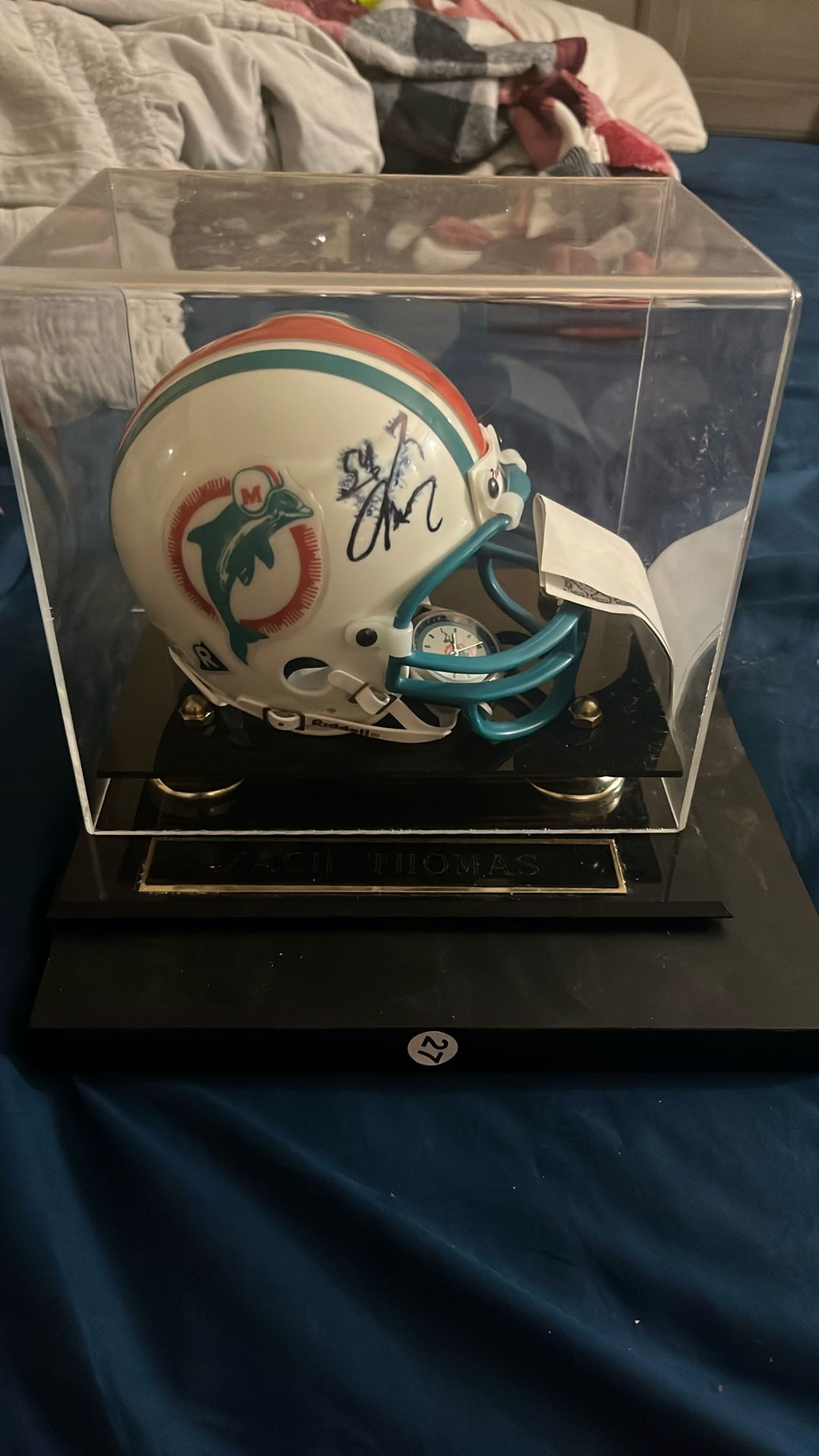 zach thomas helmet signed