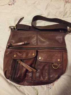 Fossil crossbody brown leather purse / bag
