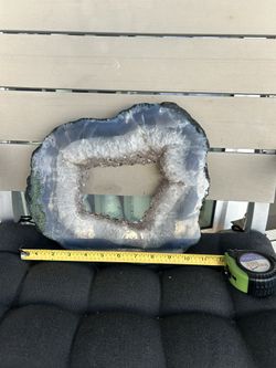 Stunning Natural Amethyst Quartz Slice w/ Blue Agate Edge