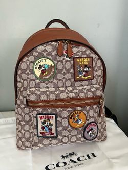 Coach Disney X Coach Charter Backpack In Signature Textile Jacquard With Patches