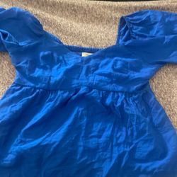 Blue Off The Shoulder Ruffle Top