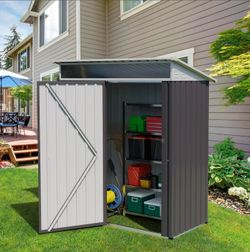 🔥new inbox🔥5 x 3 x 6 FT Outdoor Storage Shed Clearance, Metal Garden Shed with Large Window and Lockable Door,