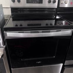Whirlpool Stainless 30” Wide Glass Top Stove 