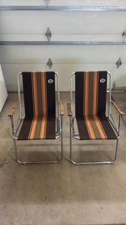 Vintage airstream fold up lounge chairs 1970s