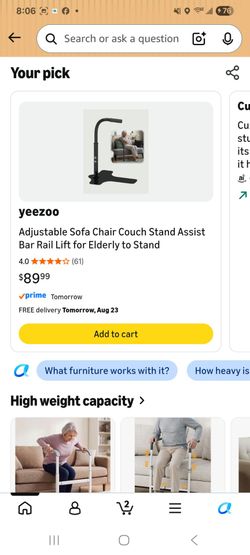 Chair couch assist stand bar