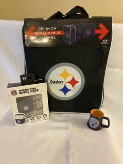 Pittsburgh Steelers AirPod case duffle bag shot glass