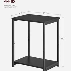 VASAGLE Side Tables Small End Table Nightstand Set of 2 - Black