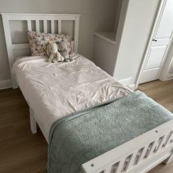 Twin White Bed Frame : MATTRESS NOT INCLUDED 
