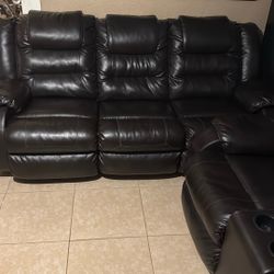Loveseat and long sofa recliner