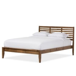 Queen Daylan Mid Century Modern Solid Wood Slatted Platform BED FRAME