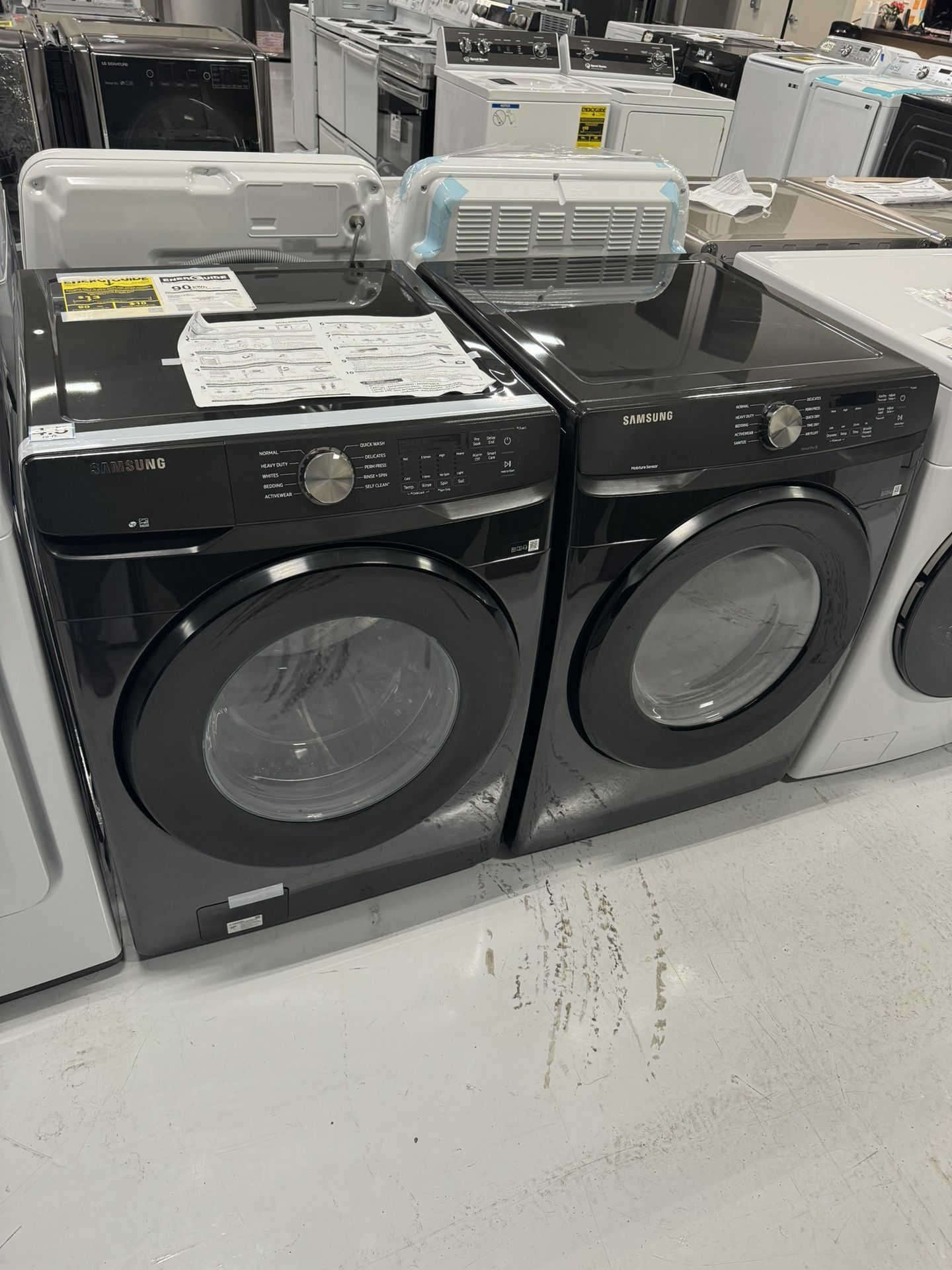 NEW Simple Dark Stainless Samsung Front Load Washer & Dryer Set