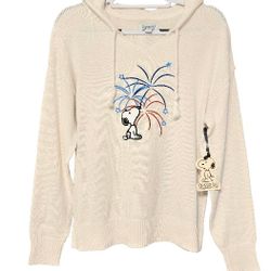 WOMEN'S Snoopy Fireworks White Sweater Hoodie