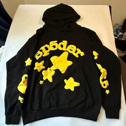 Sp5der Hoodie Black/Yellow Large
