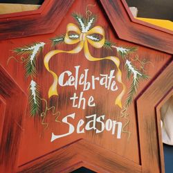 Large Red Wooden Xmas Star...