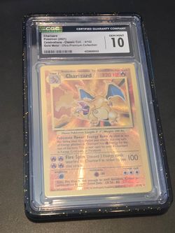 CGC 10 Charizard Gold Metal Pokémon Card 4/102