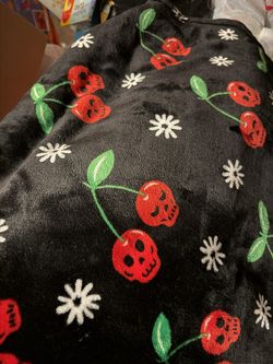 Cherry Skull Skeleton Halloween Throw Blanket
