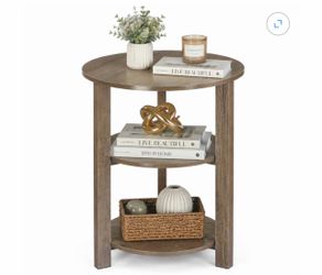 Wooden Bedside Table Nightstand with Open Storage, Industrial Accent Table for Small Spaces oak color