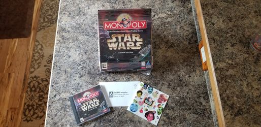 Monopoly: Star Wars (PC, CD ROM, 1997) Box, Disc, Hasbro Promo, & Register Card