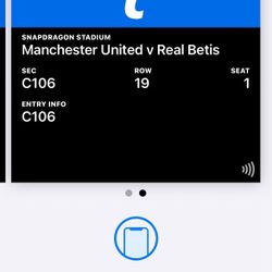 MANCHESTER UNITED SOCCER GAME TICKETS WORTH 500$