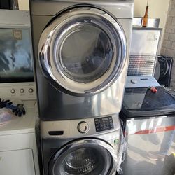 Samsung Front Load Washer And Stackable Gas Dryer Set 