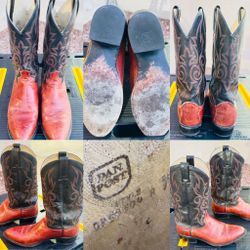 DAN POST 16807 Black/Crimson Men's Leather Cowboy Boot - Size 10EW