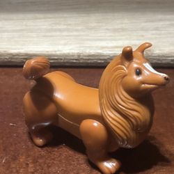 Vtg 1980s Lil Playmates Squaty Short Leg Farm Collie Dog Hong Kong Toddler Toy