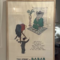 Custom Framed Vintage Babar Print 