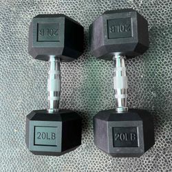 20lbs Rubber Coated Dumbbells