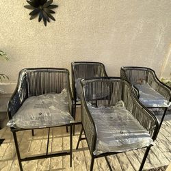 Style Selections Glenwood Set of 2 Black Metal Frame Stationary Dining Chair(s) with Gray Cushioned Seat