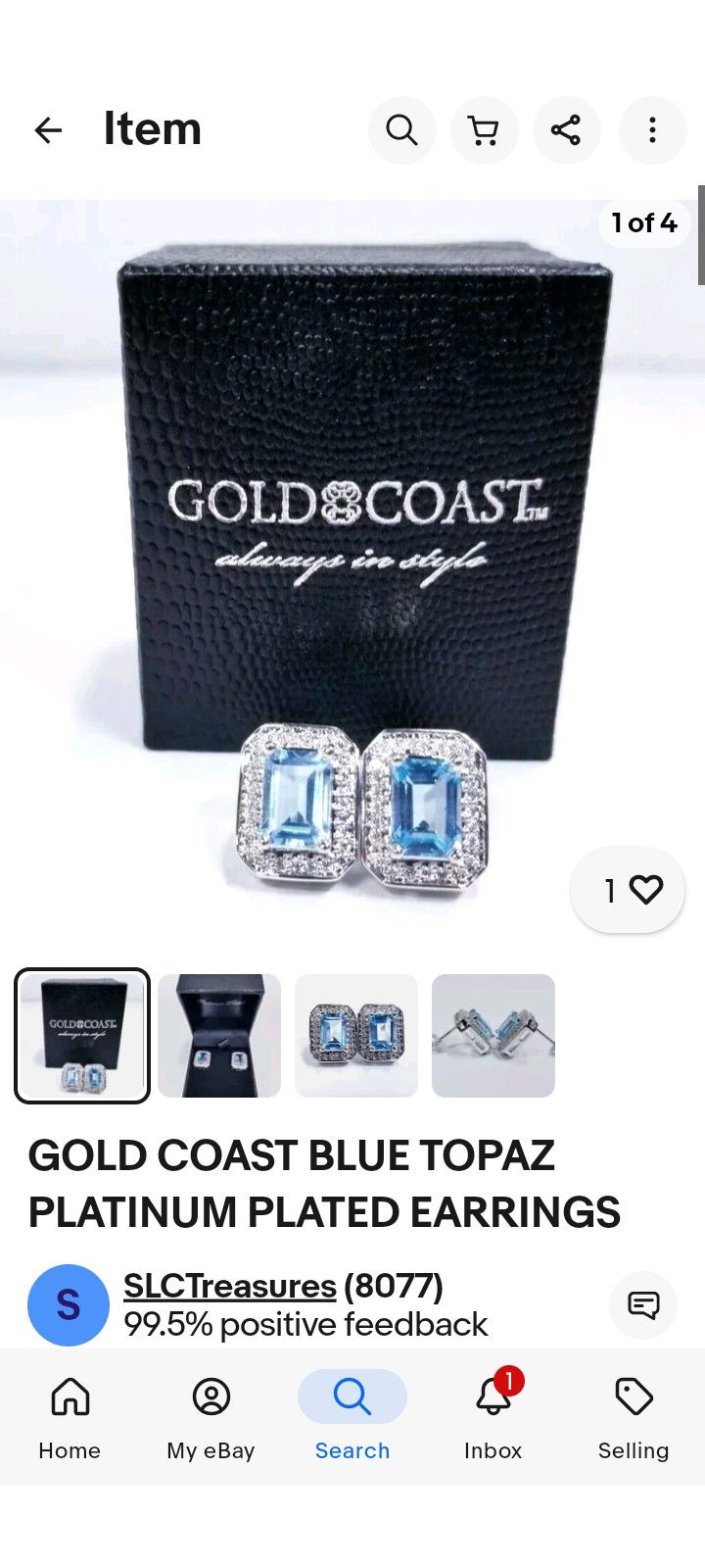 Gold Coast Platinum Plated Blue Topaz Earrings