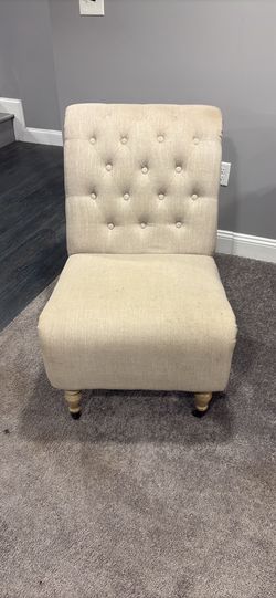 2 Tufted Tan Chairs 