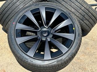 OEM 2025 Tesla Model X Plaid Wheels 265/35/22 & 285/35/22 Pirelli AS Tires W/CAP