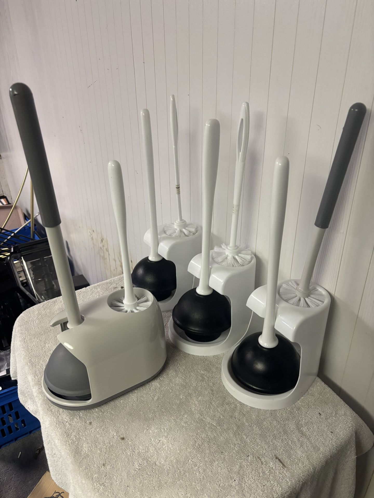 $10 Each (4) 2 in 1 Silicone Toilet Plunger and Brush Sets