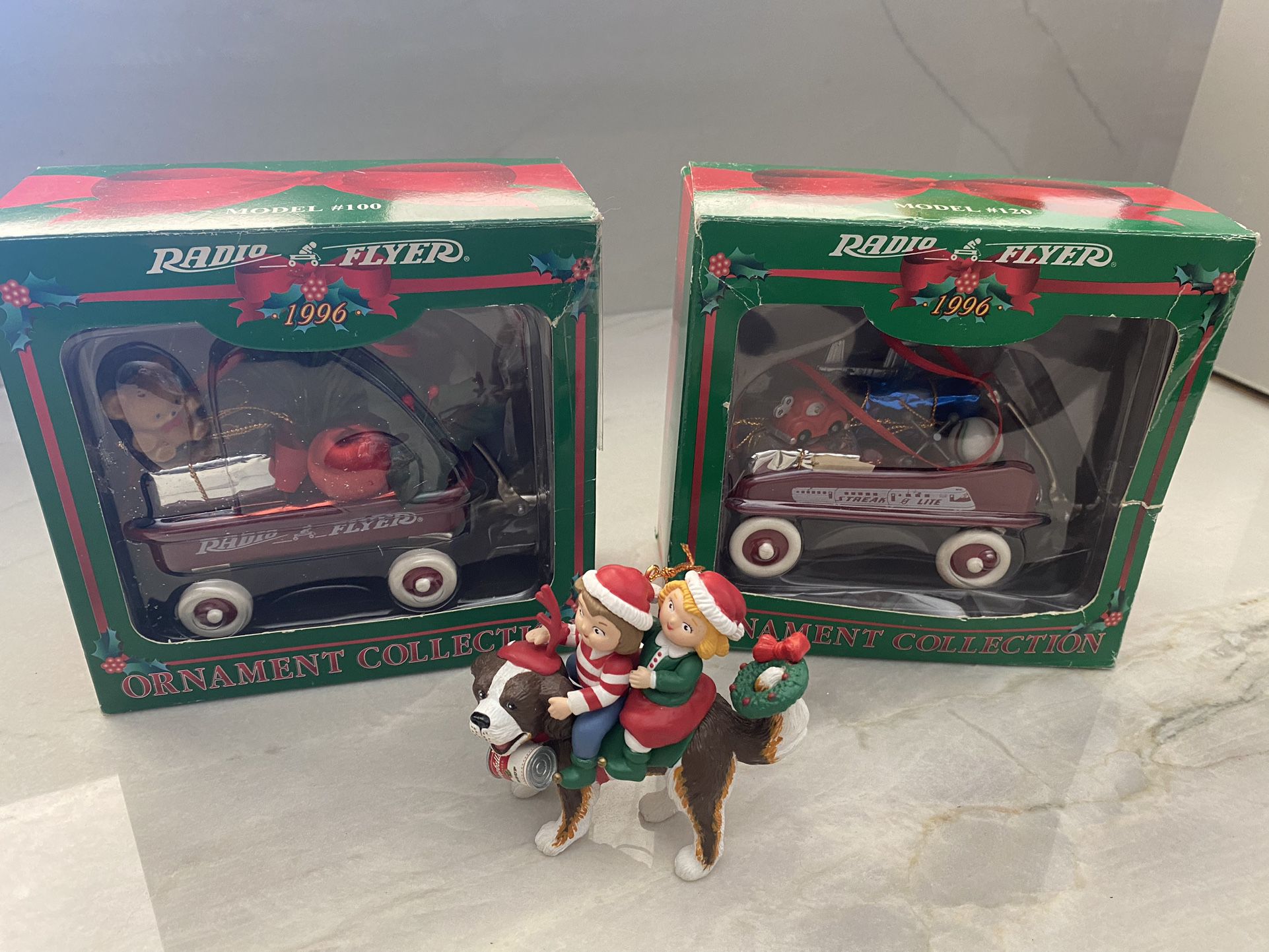 Vintage Christmas Ornaments- Radio Flyer And Campbell Soup