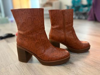 Snake print ankle boots