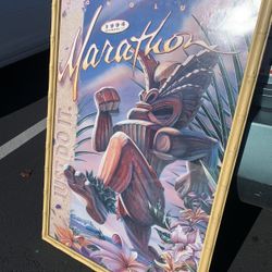 Very Rare - NIKE - JUST DO IT - Honolulu Marathon Poster Framed December 11, 1994 Original 